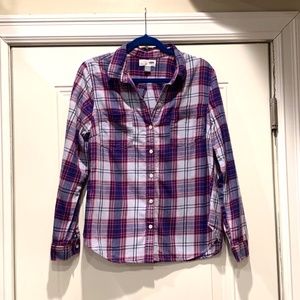 Old navy light blue flannel plaid shirt large